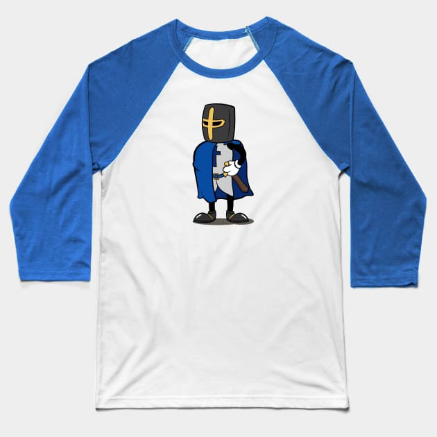 Teutonic Knight Cartoon (Player 1 colors, blue) Baseball T-Shirt by Koyaanisqatsian